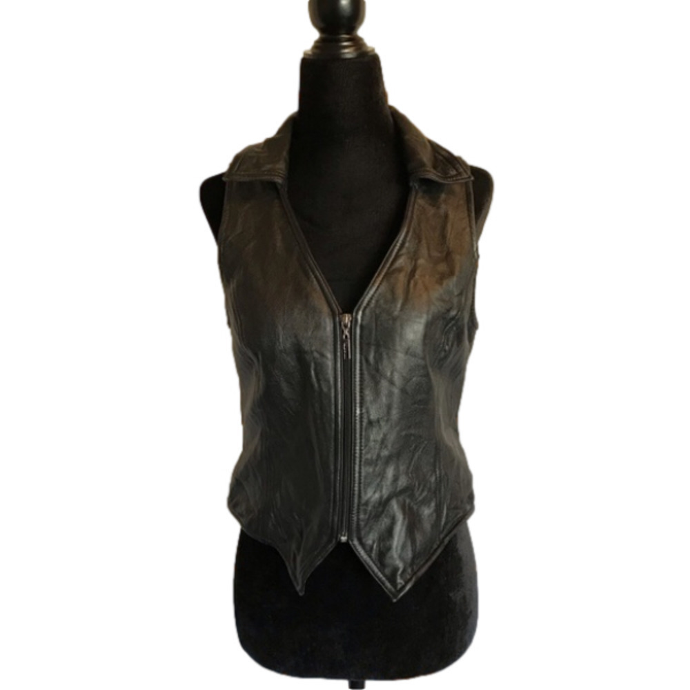 Wilson’s Pelle Studio Vintage Leather Vest. Black. Women’s Size Small.